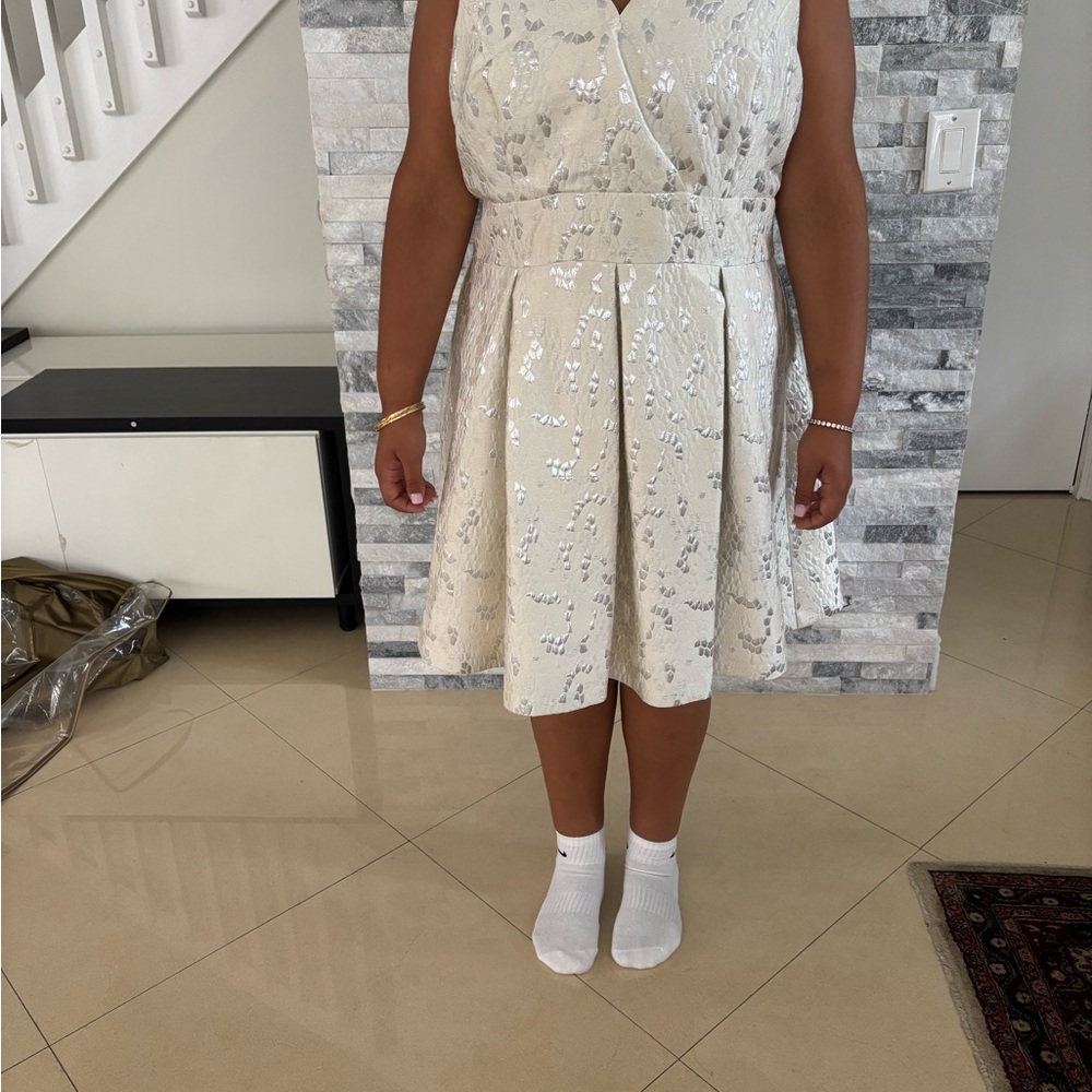 DKNY Cream Sequin Midi Dress